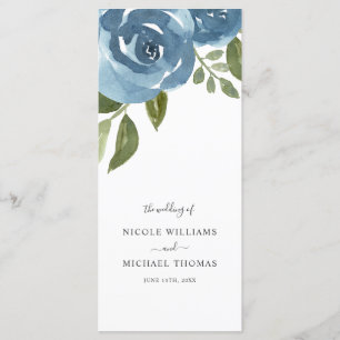 Programme Elégante couleur bleu azur Mariage floral