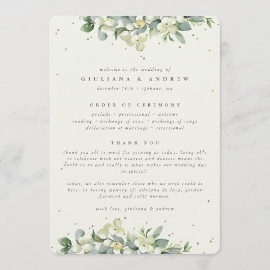 Programme Elégante Crème Snowberry+Eucalyptus Mariage d'hive (Devant)