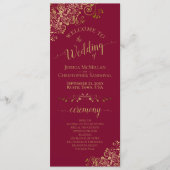 Programme Elégante dentelle d'or sur Maroon Mariage Bourgogn (Devant)