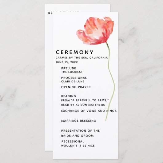 Programme Élégante et moderne Cérémonie de Mariage rouge de (Devant / Derrière)