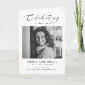 Programme Élégante fête de la vie Photo Funérailles pliées (Devant)