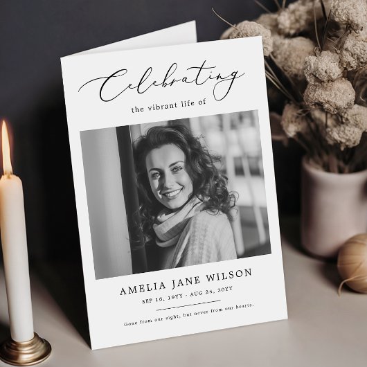 Programme Élégante fête de la vie Photo Funérailles pliées