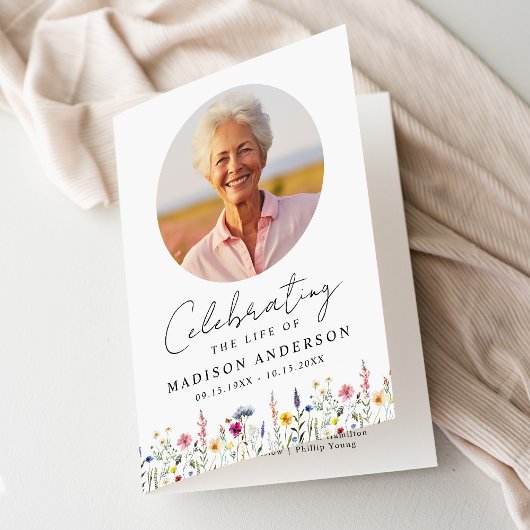 Programme Élégante fête Fleur sauvage de la vie funéraire