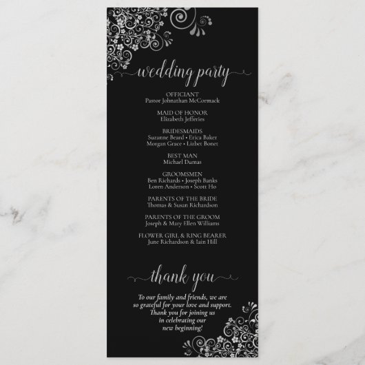 Programme Elégante frites d'argent sur Mariage simple noir (Dos)