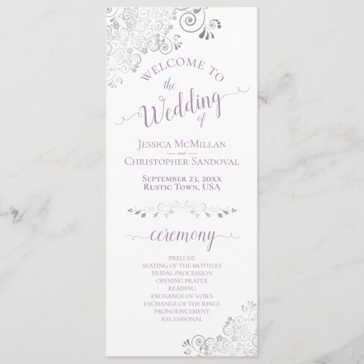 Programme Elégante frites et lavande en argent sur Mariage b (Devant)