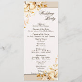 Programme Elégante Gold & Ivory Floral Cérémonie de mariage (Dos)