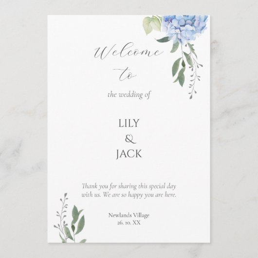 Programme Elégante Hydrangée blanche et bleue (Devant)