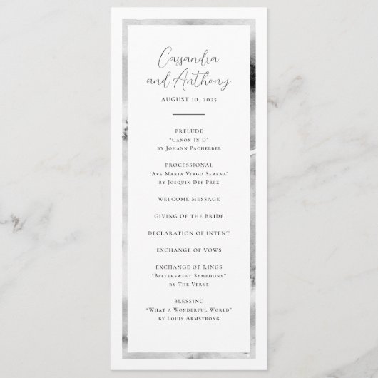 Programme Elégante Mariage en marbre noir et blanc (Devant)