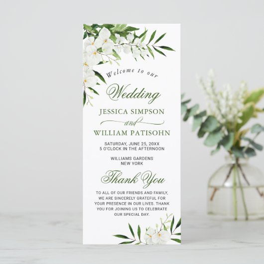 Programme Elégante Orchidées Blanches Cérémonie Mariage Bohè (Debout devant)