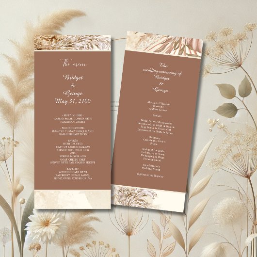 Programme Elégante pampas herbe Boho Neutral Mariage