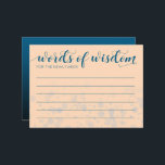 Programme Élégante Pêche Océanique Bleu Mariage Paroles de s<br><div class="desc">Laissez les invités, la famille, les amis et les "couples chevronnés" mettre leurs mots de sagesse lors de votre journée spéciale avec ces cartes-conseils mariages simples mais élégantes, qui disposent d'élégantes lettres manuscrites et bloc avec une douche de confettis sur les arrière - plans mykonos bleu, noir et pêche. Customisez...</div>