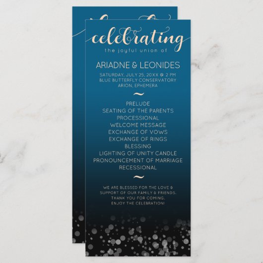 Programme Elégante Pêche Océanique Bleu Mariage Un Nouveau C (Devant / Derrière)