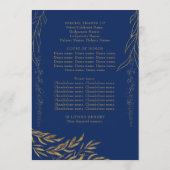 Programme Elégante Quinceanera Royal Blue et Gold Leaf (Dos)