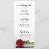 Programme Élégante Rose rouge Simple Mariage romantique (Dos)