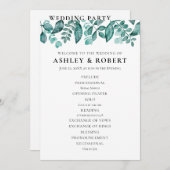 Programme Elégante Turquoise verdure Cérémonie Mariage Feuil (Devant / Derrière)