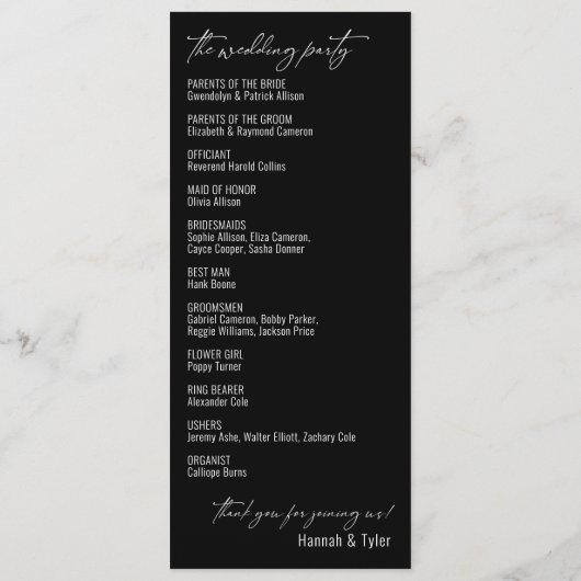 Programme Élégante Typographie contemporaine simple Noir (Dos)