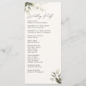 Programme Élégante verdure Botanique Mariage d'ivoire Progra (Dos)