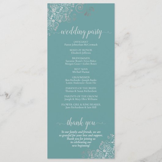 Programme Elégantes boucles d'argent sur Mariage Turquoise o (Dos)