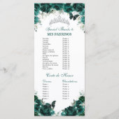 Programme Emerald Green Floral Quinceañera Ordre des événeme (Dos)
