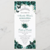 Programme Emerald Green Floral Quinceañera Ordre des événeme (Devant)