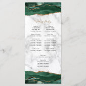 Programme Emerald Green Gold Agate Marble Wedding (Dos)