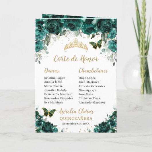 Programme Emerald Green Quinceanera Photo Padrinos (Dos)