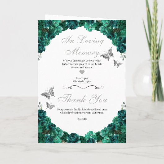 Programme Emerald Green & Silver Quinceanera Papillons (Dos)