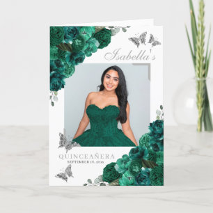 Programme Emerald Green & Silver Quinceanera Papillons