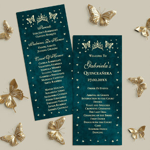 Programme Emerald Green Tiara Butterflies Quinceañera
