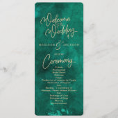 Programme Emerald Green Watercolor & Gold Wedding Program (Devant)