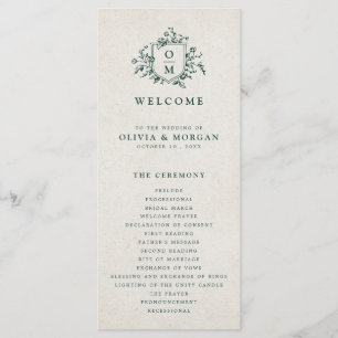 Programme Emerald Greenery Mariage botanique Vintage