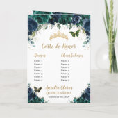 Programme Emerald Navy Floral Quinceañera Ordre des événemen (Dos)