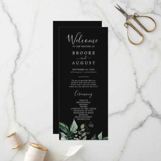 Programme Émeraude | Black Wedding Program (Devant/Arrière en situation)