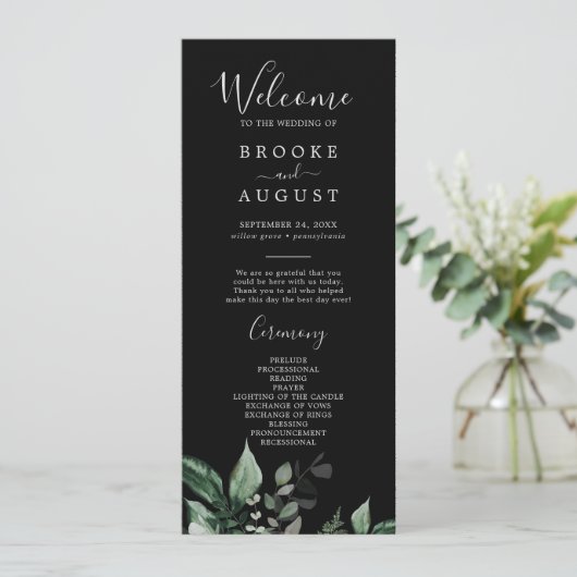 Programme Émeraude | Black Wedding Program (Debout devant)