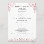 Programme En Mémoire d'amour Aquarelle rose Mémorial Floral (Dos)