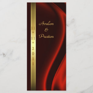 Programme en soie rouge de mariage d'or de marquis