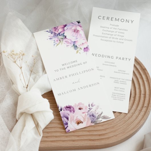 Programme Enchanted Lavender Haze Floral Wedding
