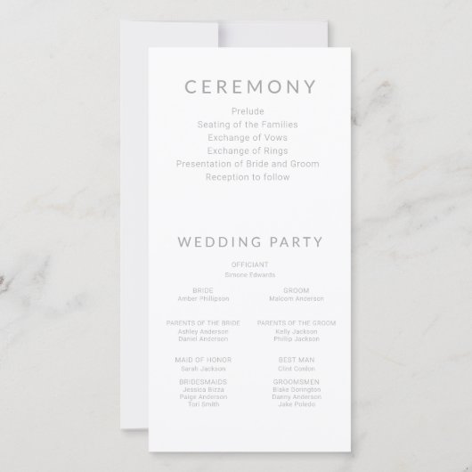 Programme Enchanted Lavender Haze Floral Wedding (Dos)