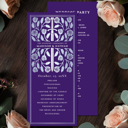 Programme Épée argentée médiévale violette Mariage royal