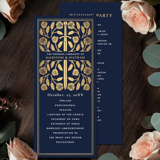 Programme Épée dorée médiévale bleue Mariage royal