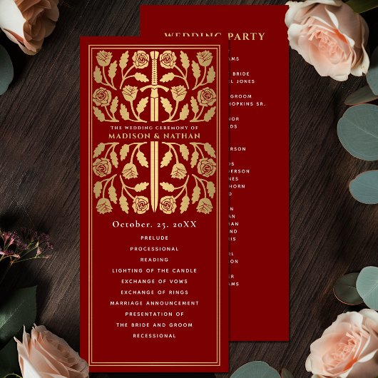 Programme Épée dorée médiévale écarlate Mariage royal