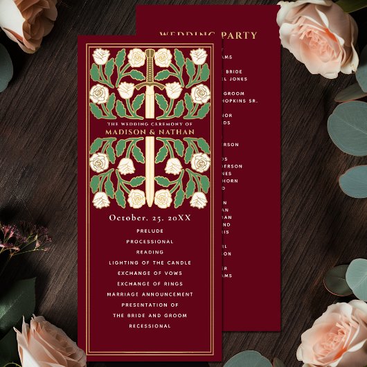 Programme Épée Fleurie Rouge Blanc Mariage Royal Or
