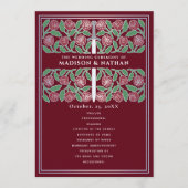 Programme Épée florale argentée médiévale rouge mariage roya (Devant)