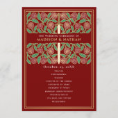 Programme Épée florale médiévale dorée écarlate Mariage roya (Devant)