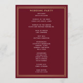 Programme Épée florale médiévale dorée rouge mariage royal (Dos)
