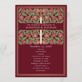 Programme Épée florale médiévale dorée rouge mariage royal (Devant)