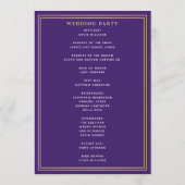 Programme Épée florale médiévale dorée violette Mariage roya (Dos)