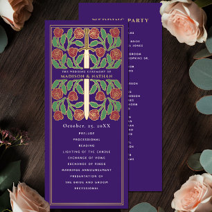 Programme Épée florale médiévale dorée violette Mariage roya