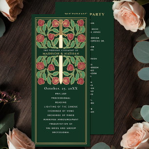 Programme Épée florale médiévale verte mariage royal doré