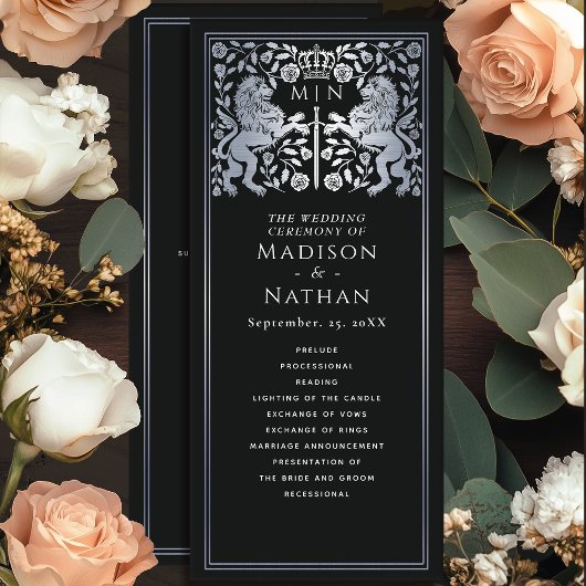 Programme Épée médiévale royale lion noir et argent pour mar